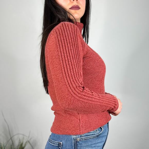 Sundance Burnt Orange Red Ribbed Turtleneck Sweater - Picture 3 of 8
